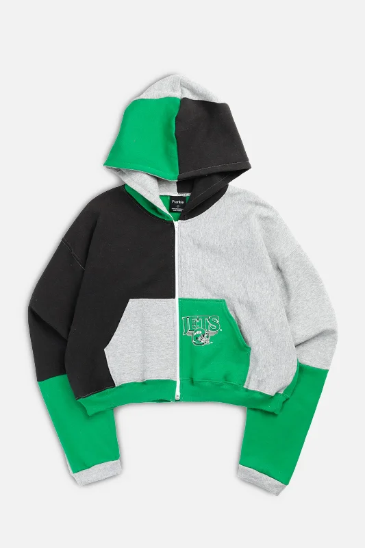 Rework NY Jets NFL Crop Zip Hoodie - L