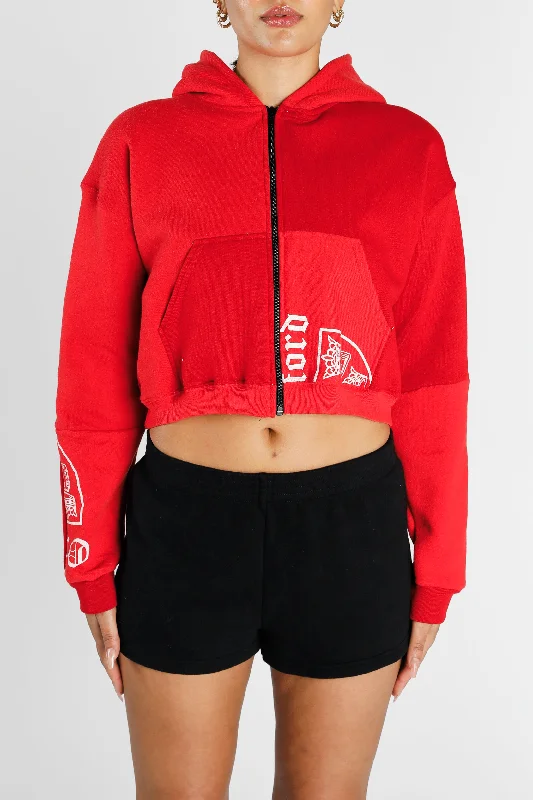 Rework Oxford Crop Zip Hoodie - XS