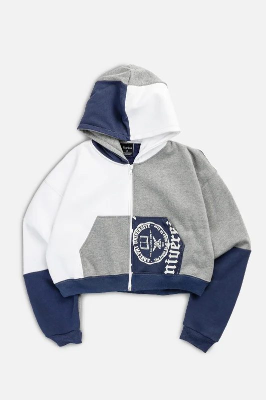 Rework Varsity Crop Zip Hoodie - S