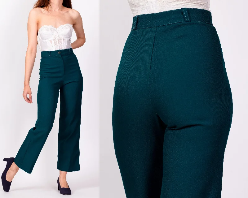 70s Emerald Green High Waisted Trousers - XXS, 23""