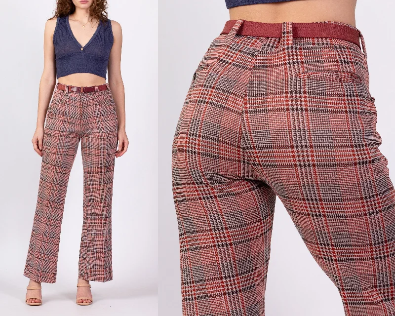 70s High Waisted Plaid Trousers - Men's Small, Women's Medium, 30""