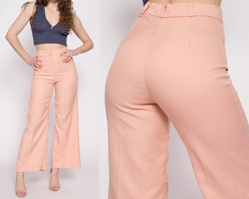 70s Peach Pink Flared Pants - Medium, 28""