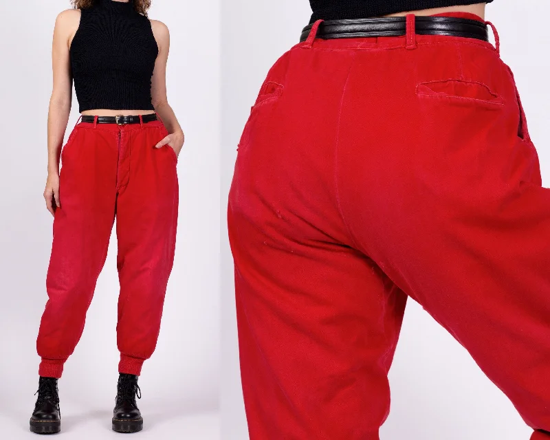 70s Red High Waisted Hunting Pants Unisex 31""