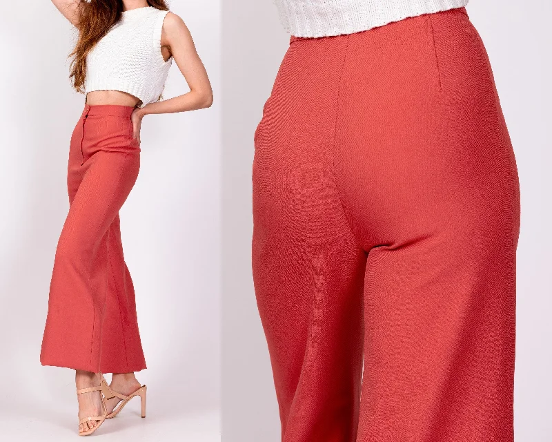 70s Salmon Pink High Waisted Flared Pants - Extra Small, 23.5""