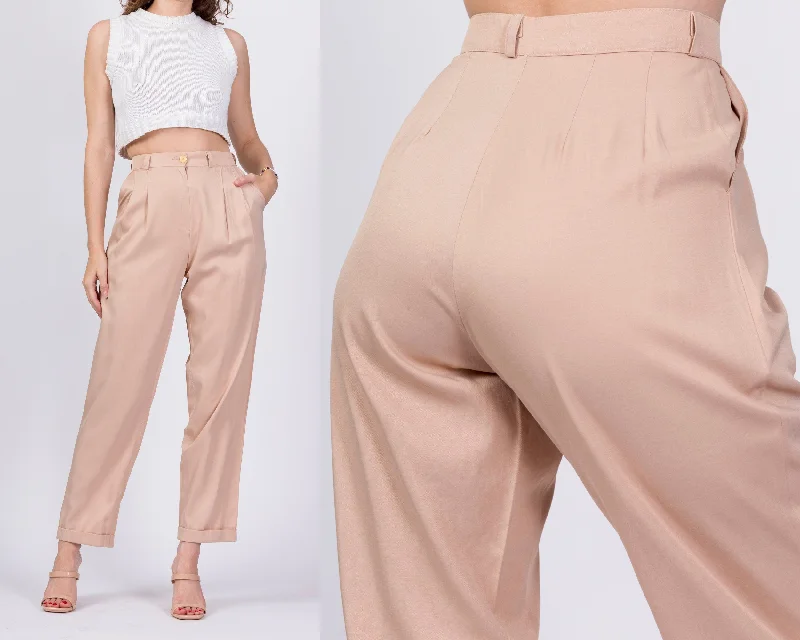 80s Tan High Waist Trousers - Small, 25.75""