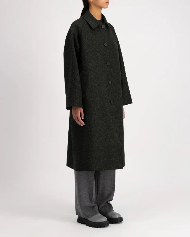 PRESSED WOOL BALMACAAN  / DARK KHAKI