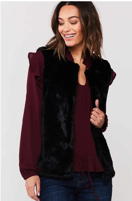 Calandra Black Faux Fur Vest