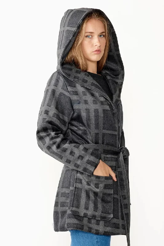 Car Coat  - Grey Grid