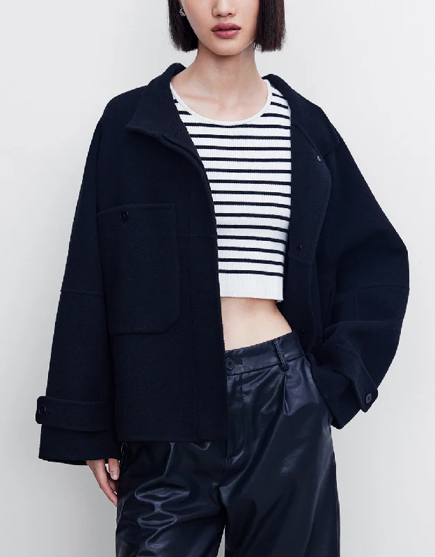 Drop Shoulder Sleeve Straight Coat