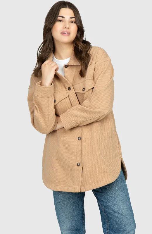 Hazelnut Oversized Twill Knit Shacket