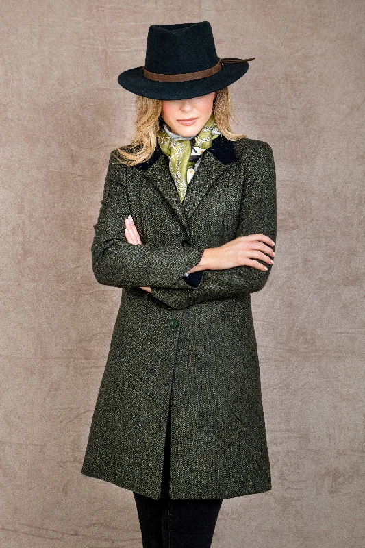 Isabella Tweed Coat - Green Fields Herringbone