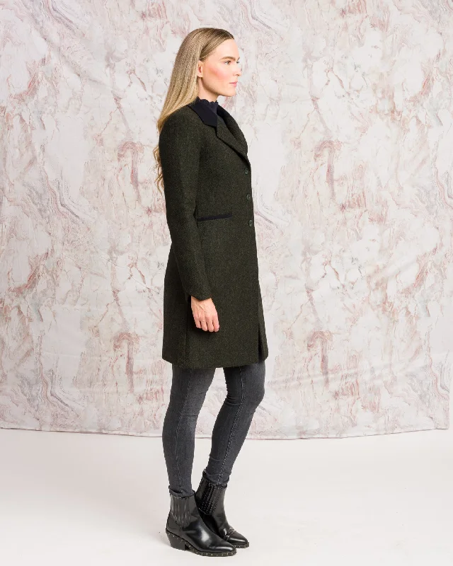 Isabella Tweed Coat - Green Herringbone