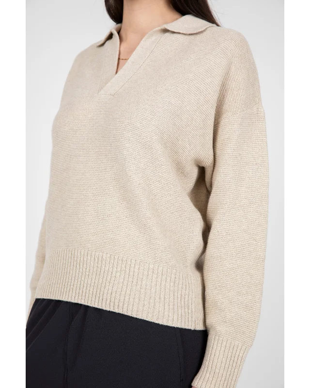 Marlow Pointer Polo Knit - Alabaster Marle