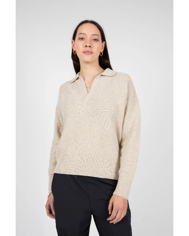 Marlow Pointer Polo Knit - Alabaster Marle