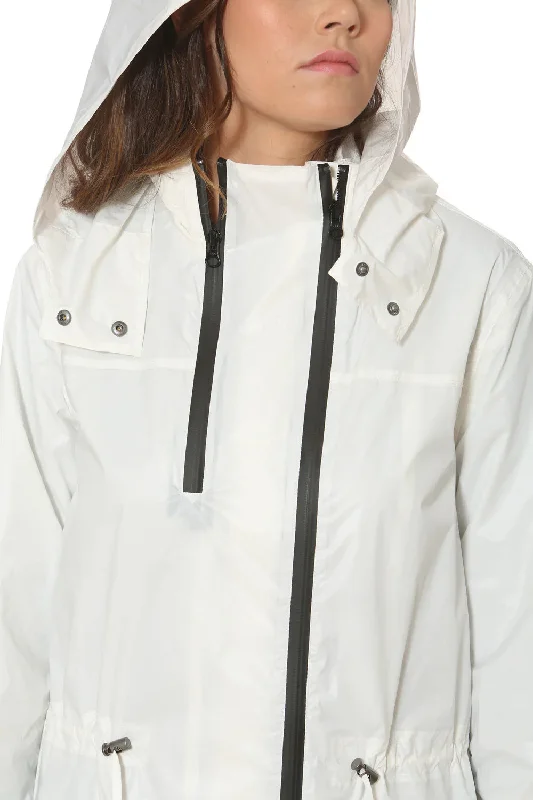 Rain coat, Wind breaker Water resistant - WHITE   Sabrina