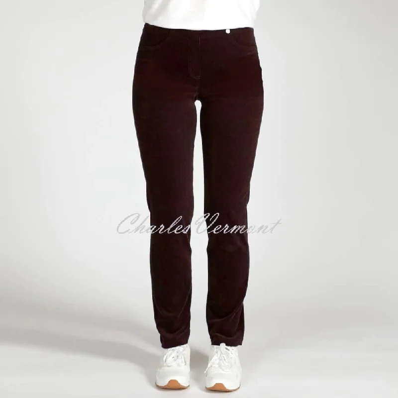 Robell Bella Trouser 52457-54363-58 (Burgundy Needle Cord) - Shorter Length 29''