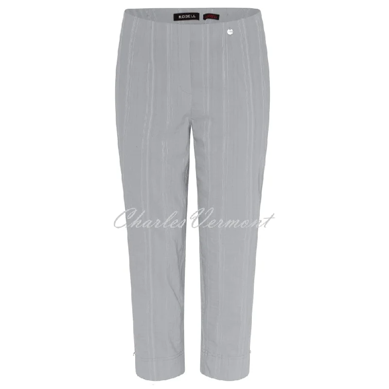 Robell Marie 07 Seersucker Capri Trouser 51576-54554-920 (Light Grey)