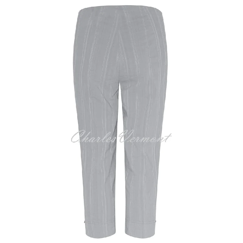 Robell Marie 07 Seersucker Capri Trouser 51576-54554-920 (Light Grey)