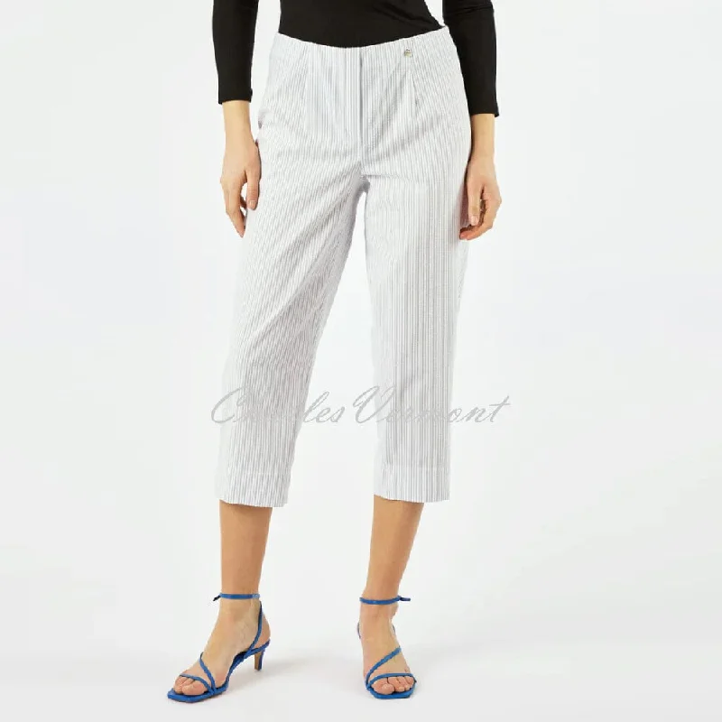 Robell Marie 07 Stripe Capri Trouser 51659-54370-920 (Light Grey)