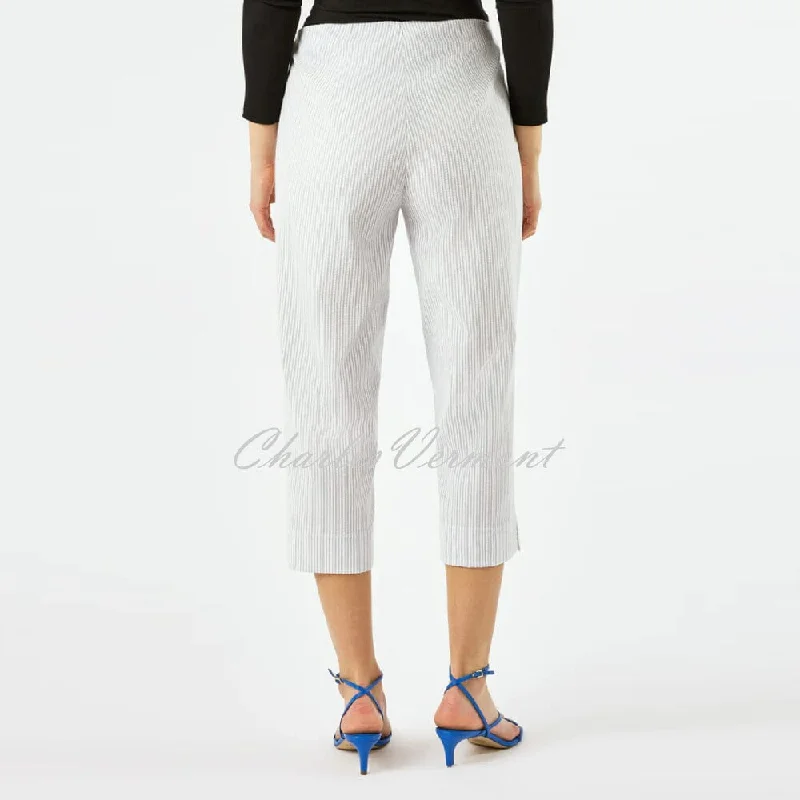 Robell Marie 07 Stripe Capri Trouser 51659-54370-920 (Light Grey)