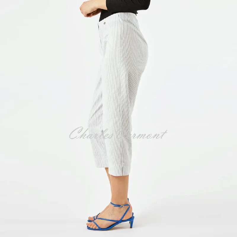 Robell Marie 07 Stripe Capri Trouser 51659-54370-920 (Light Grey)