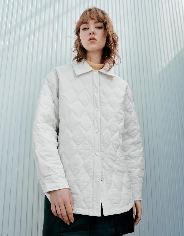 Press Buttoned Embossed Padded Coat