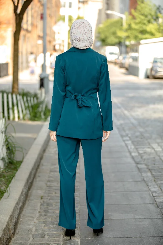 Teal Jacket and Pants Suit Set