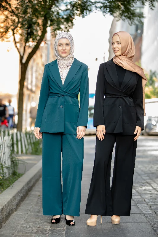 Teal Jacket and Pants Suit Set