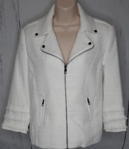 Women's White Zipper Lined Jacket