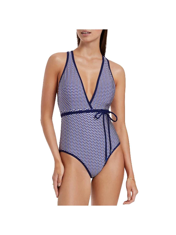 Amoudi Plunge 1PC Womens Printed Nylon One-Piece Swimsuit