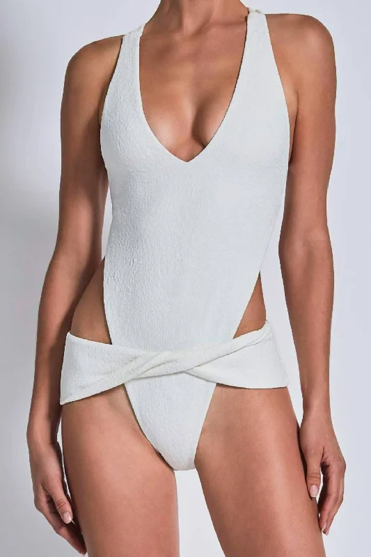 Cora Full Piece Swimsuit In Cream Crocodile