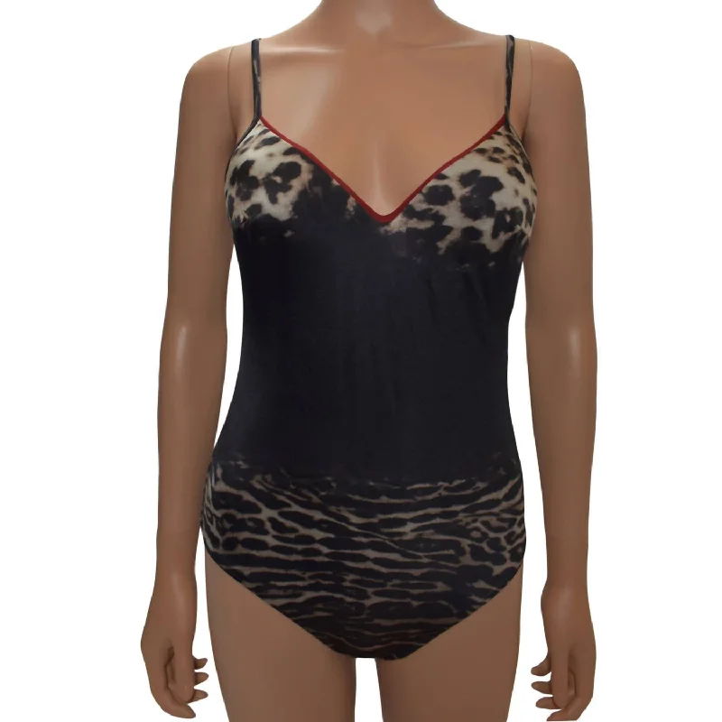 Women's Leopard Underwire Padded One Piece Swimsuit In Brown