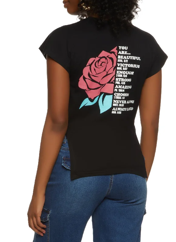 Rose Graphic Side Tie Tee