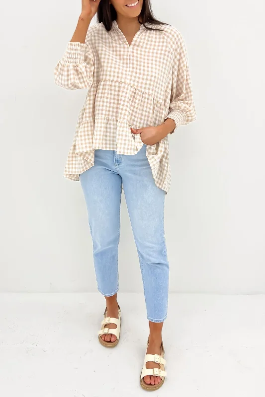 Corey Top Latte Gingham