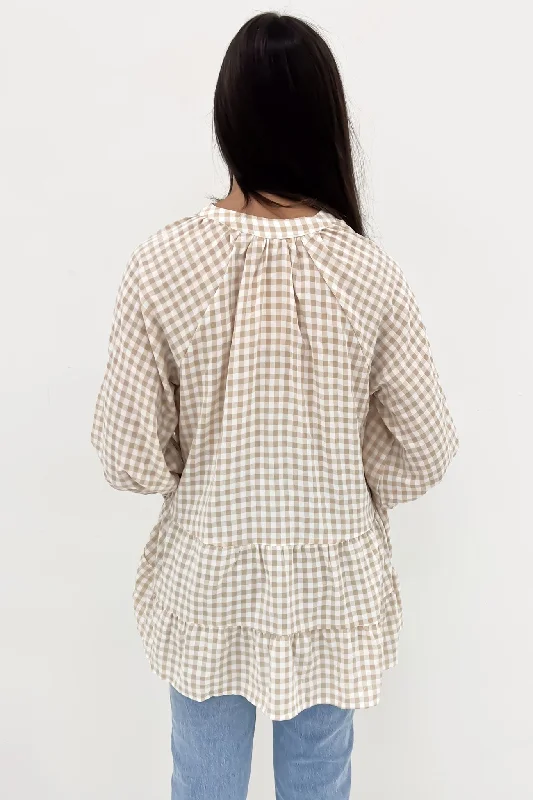 Corey Top Latte Gingham