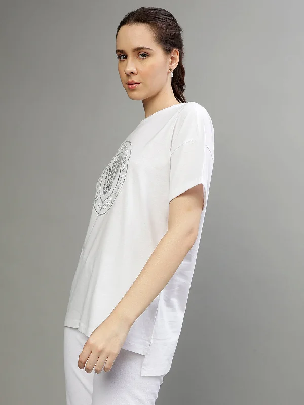 Dkny White Fashion Printed Regular Fit T-Shirt