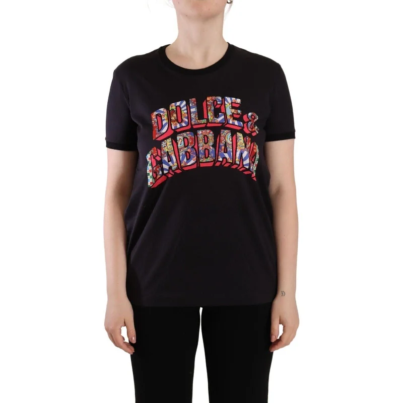 Dolce & Gabbana Chic Black Crew Neck Logo Tee