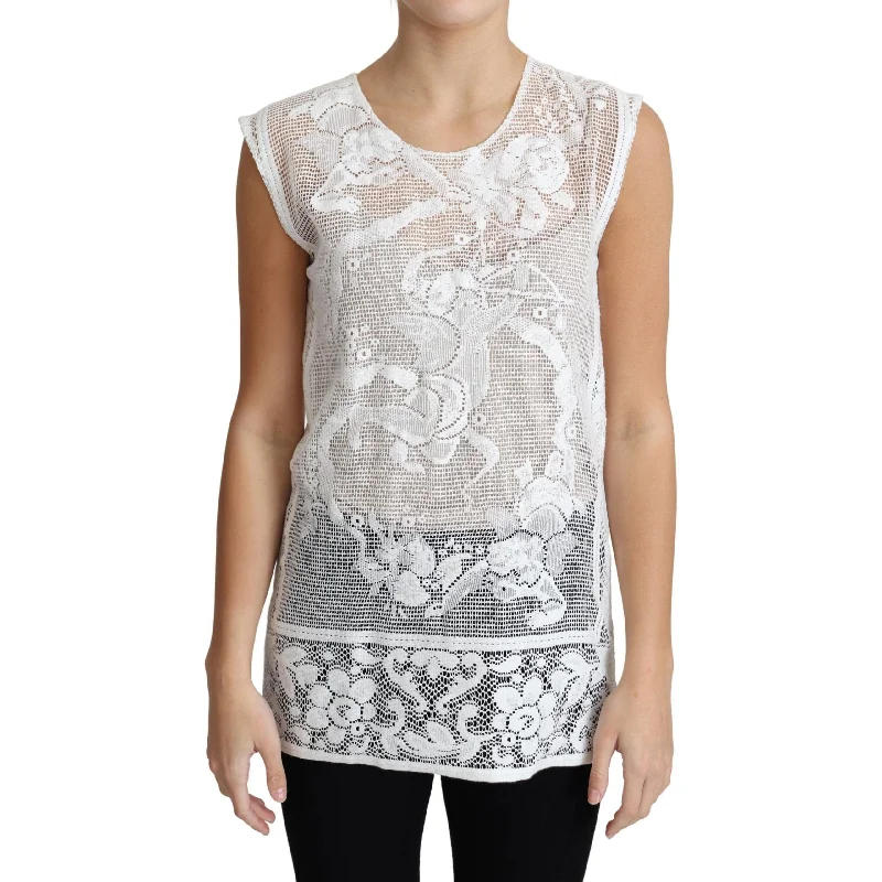 Dolce & Gabbana Chic Lace Floral Sleeveless Top