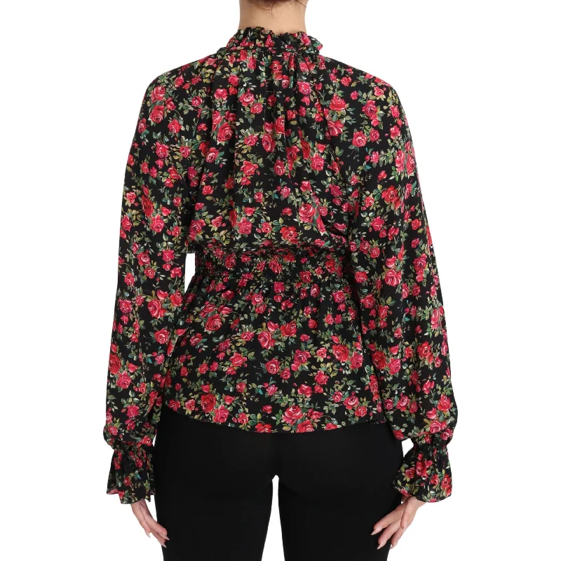 Dolce & Gabbana Elegant Black Floral Silk Shirt