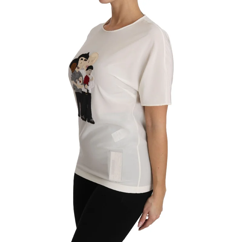 Dolce & Gabbana Elegant Silk Crewneck Blouse with Applique