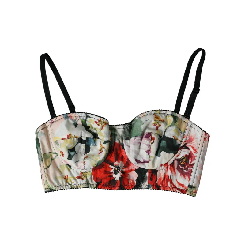 Dolce & Gabbana Multicolor Floral Bustier Crop Top