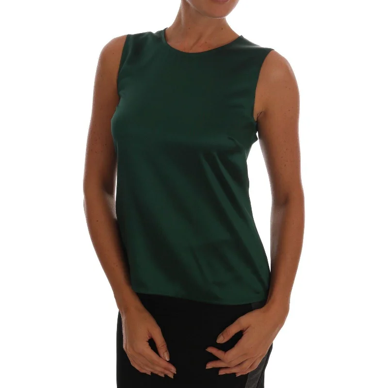 Dolce & Gabbana Sleeveless Silk Top in Dark Green