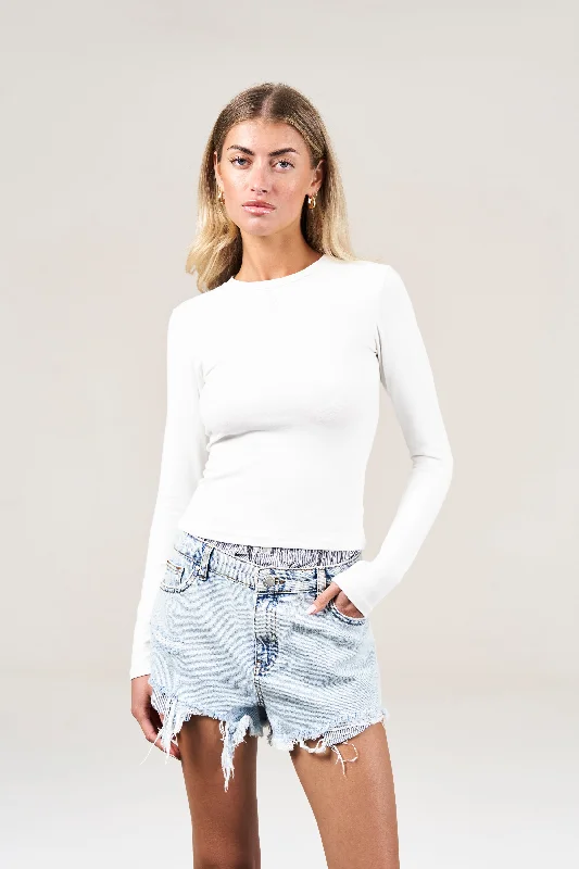 SOFT TOUCH EMBLEM LONG SLEEVE TOP - OFF WHITE