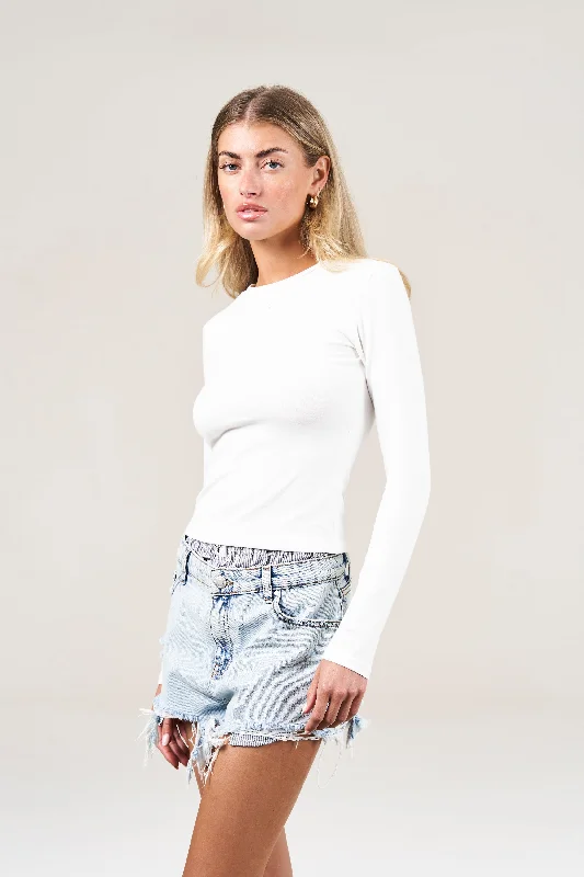 SOFT TOUCH EMBLEM LONG SLEEVE TOP - OFF WHITE