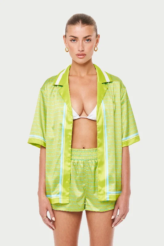 EMBLEM PRINTED RESORT SHIRT - YELLOW