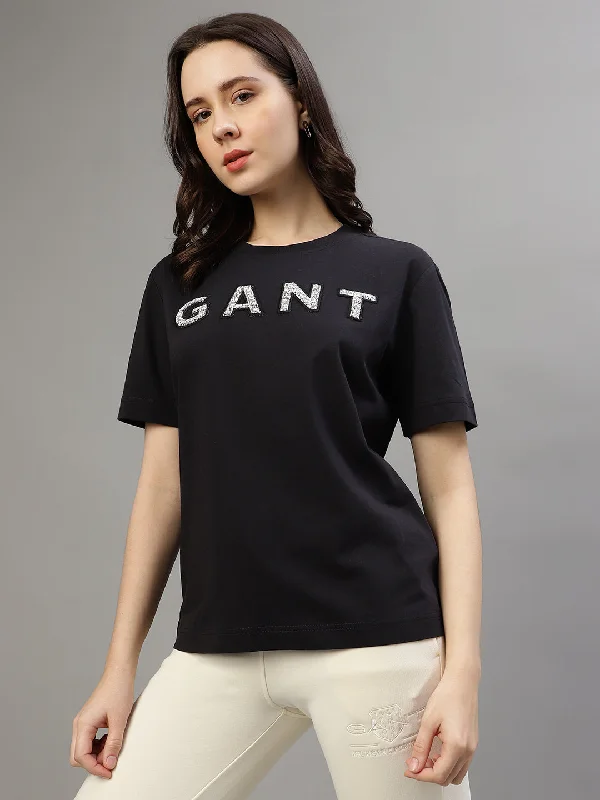 Gant Black Fashion Printed Relaxed Fit T-Shirt