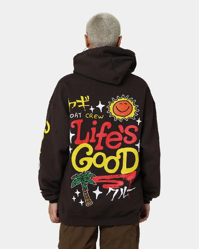 Goat Crew Life Is Good Hoodie Brown