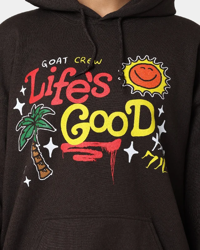 Goat Crew Life Is Good Hoodie Brown