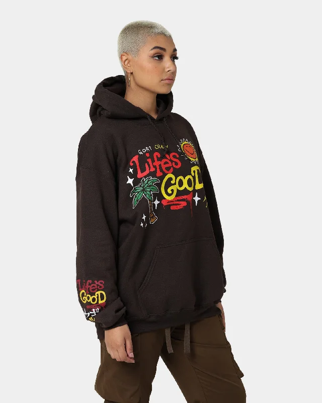 Goat Crew Life Is Good Hoodie Brown