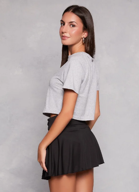 Crew Neck Hanky Hem Cropped Tee